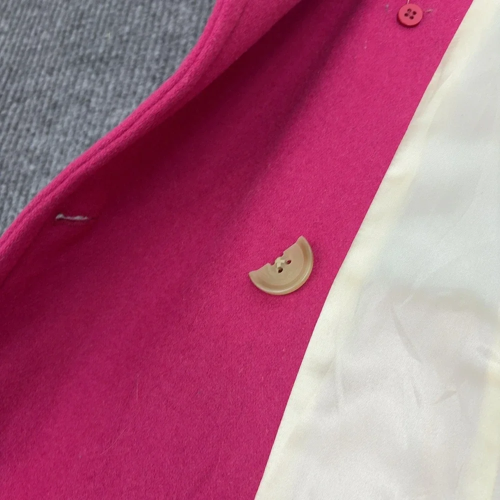 Vintage J Crew Pea Coat Womens M Pink Double Breasted Wool Blend Preppy Classic - Picture 6 of 8